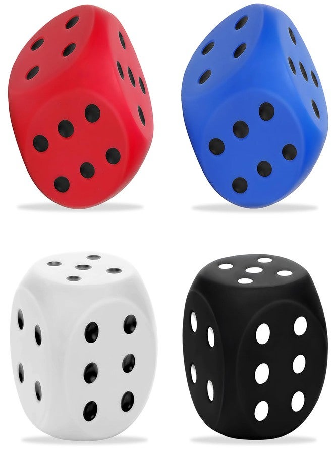 HEYTIMI 4 PCS Jumbo Foam Dice - 2.36 Inch Soft 6 Sided Stress Relief Squeeze Game Dice for Family Fun, Classroom Activities, and Party Supplies (Multi Color) - Image 1